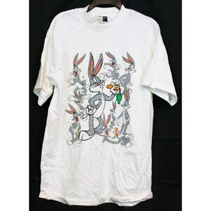VTG 90's Warner Bros White Bugs Bunny T-Shirt sz L Looney Tunes Cartoon Graphic